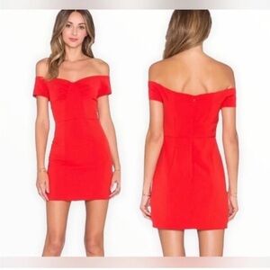 NBD x Revolve Red Rosie Off-Shoulder Mini Dress | M